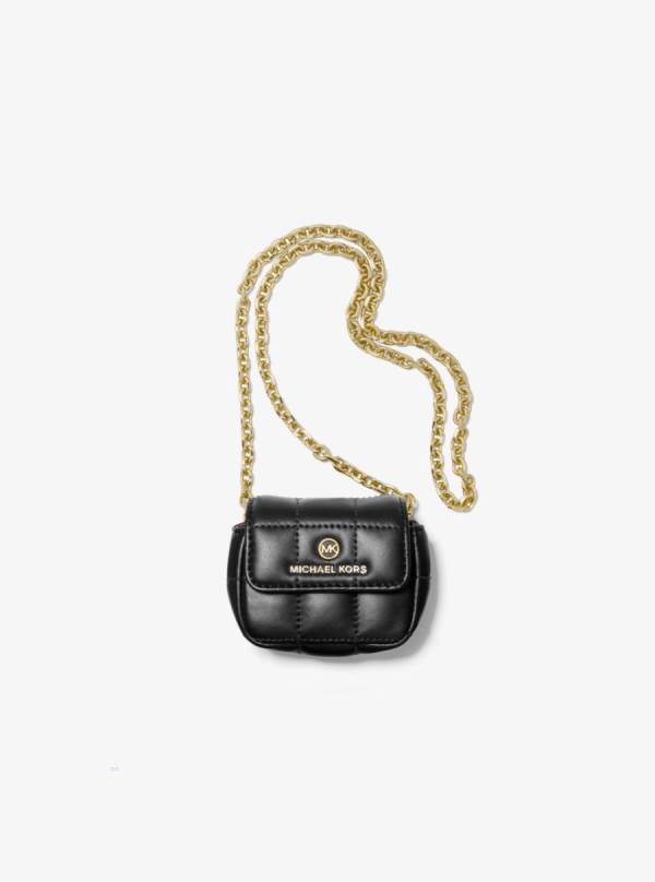 Damske Puzdro Na Mobil Michael Kors Quilted Leather Crossbody For Apple AirPods® Čierne - Doplnky Michael Kors Outlet | IZMEP-4603